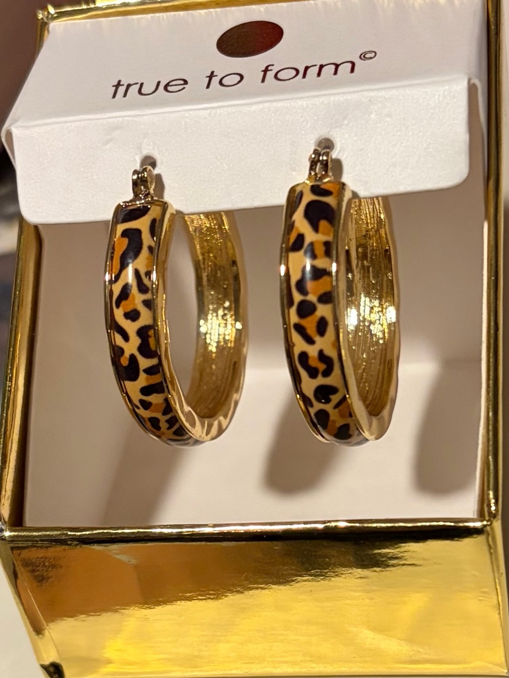 True to Form Gold Leopard Print Hoop Earrings